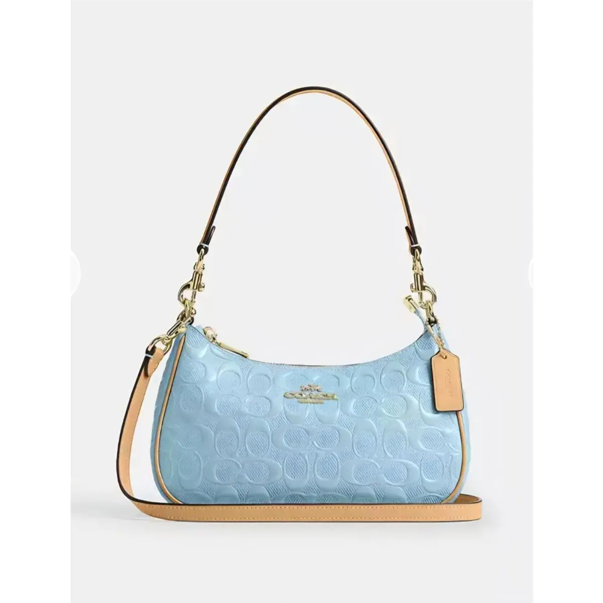 Teri Shoulder Bag in Signature Leather Gold Light Blue CER20 Pearlized by Coach