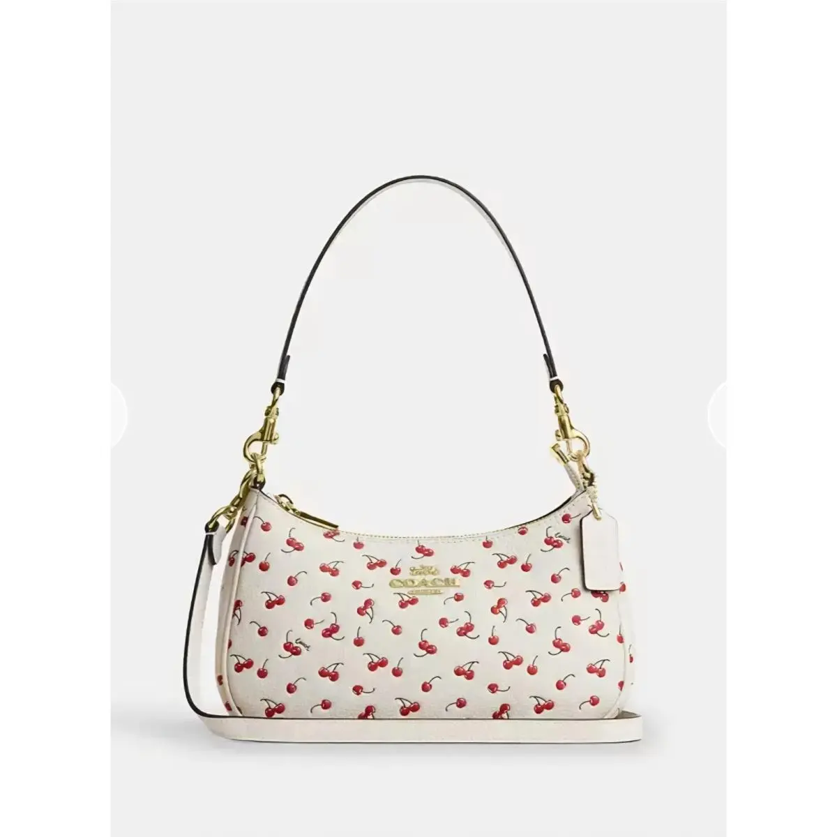 Teri Leather Shoulder Bag with Cherry Print CFG01 Gold Chalk Multi by Coach