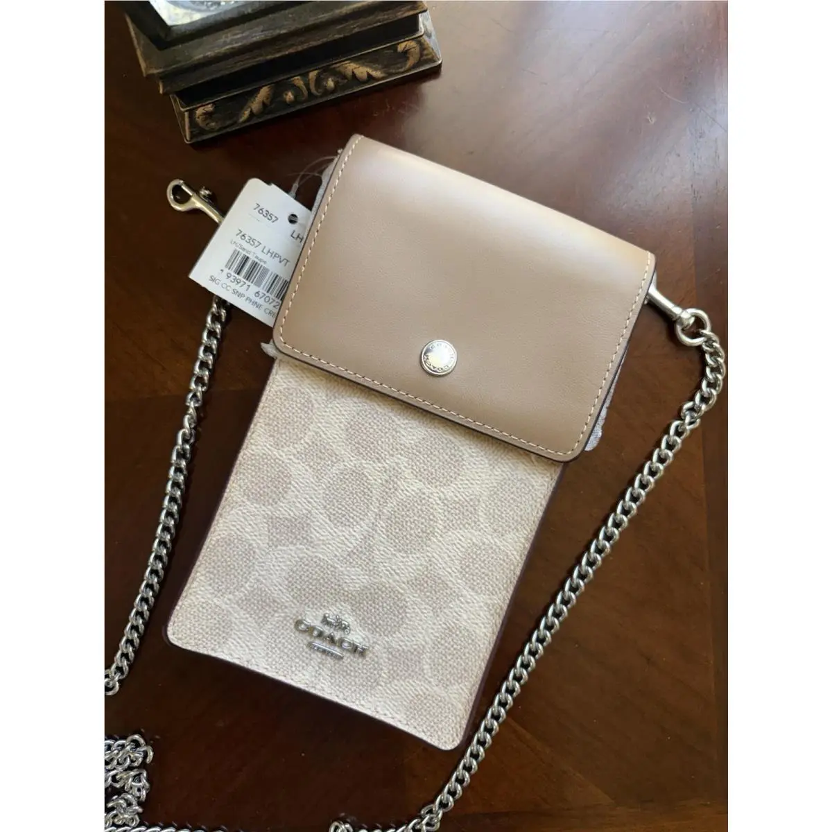 Phone Crossbody in Signature Canvas Sand Taupe 76357 by Coach
