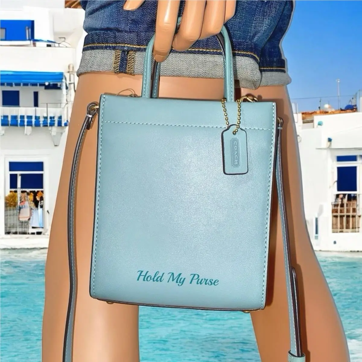 Glove Tanned Leather Mini Cashin Carry Sage Green Tote Bag Purse by Coach