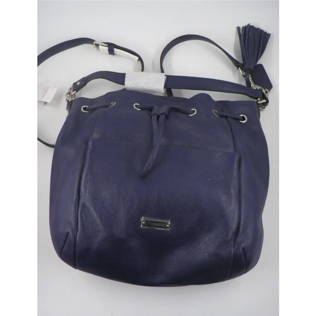 Indigo Pebbled Leather Handbag Draw Hobo by Coach
