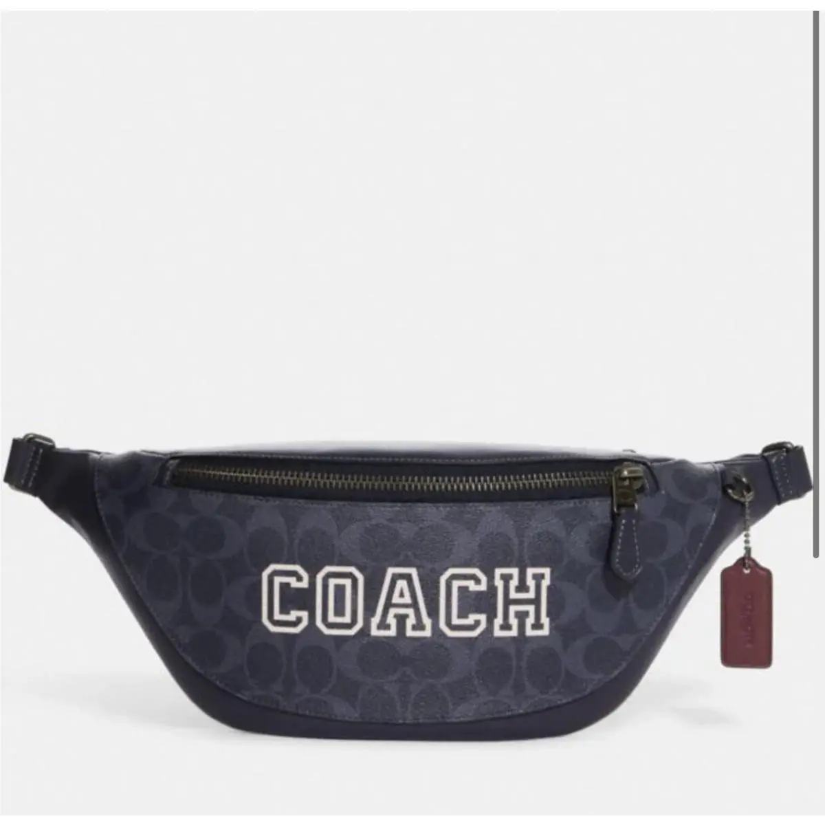 Men` Denim/chalk Signature Canvas W/varsity Motif Warren Belt Bag CB912 by Coach
