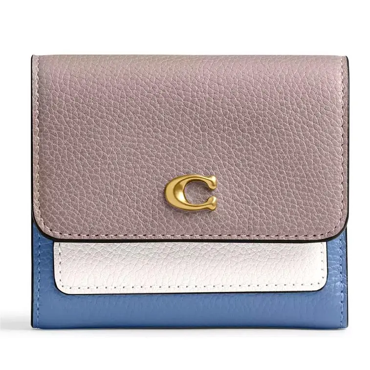Mila Small Flap Wallet - CAO13 Ash Blue Colorblock Pebble Leather by Coach
