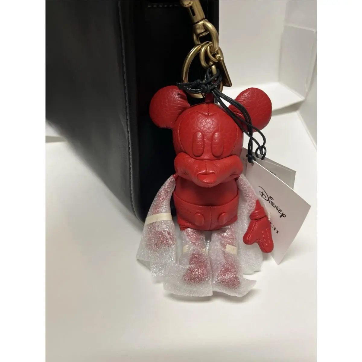 x Disney Mickey Mouse Bag Charm Key Chain C0325 Electric Red Leather by Coach