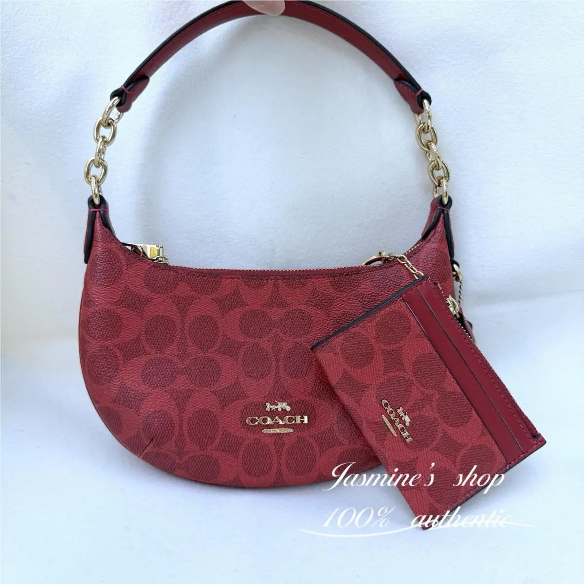 Mini Payton Shoulder Bag CEL06+ Mini ID Case CW870 In Crimson Red by Coach