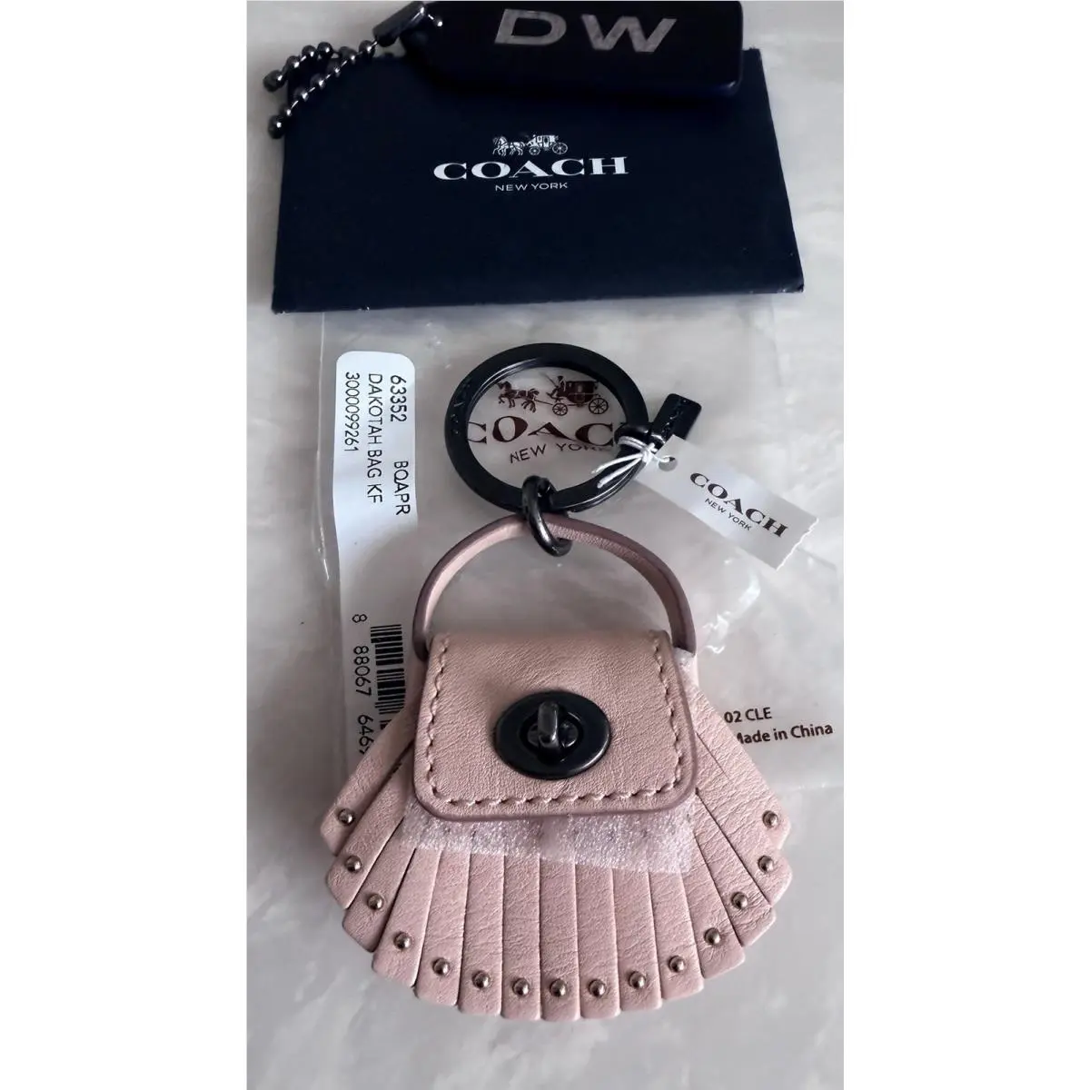 Dakotah Fringe Turnlock Mini Bag Bag Charm Key Fob Apricot 63352 by Coach