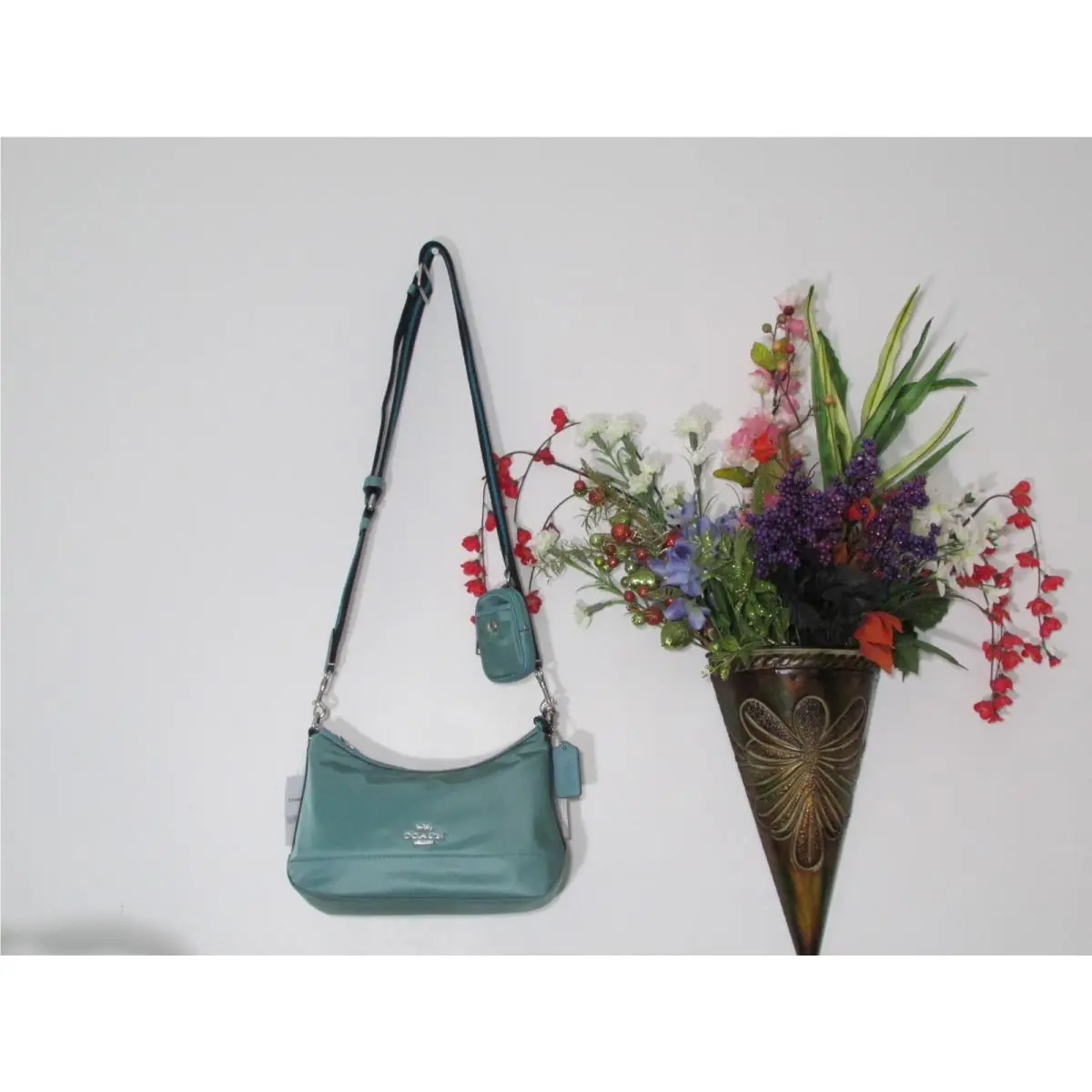 Nylon Ellis Shoulder Bag CA205 Blue Green Multi by Coach