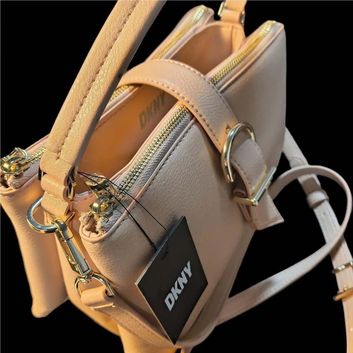 Dkny Deena Satchel Crossbody Bag Pale Pink Leather Gold Tone Hardware by DKNY