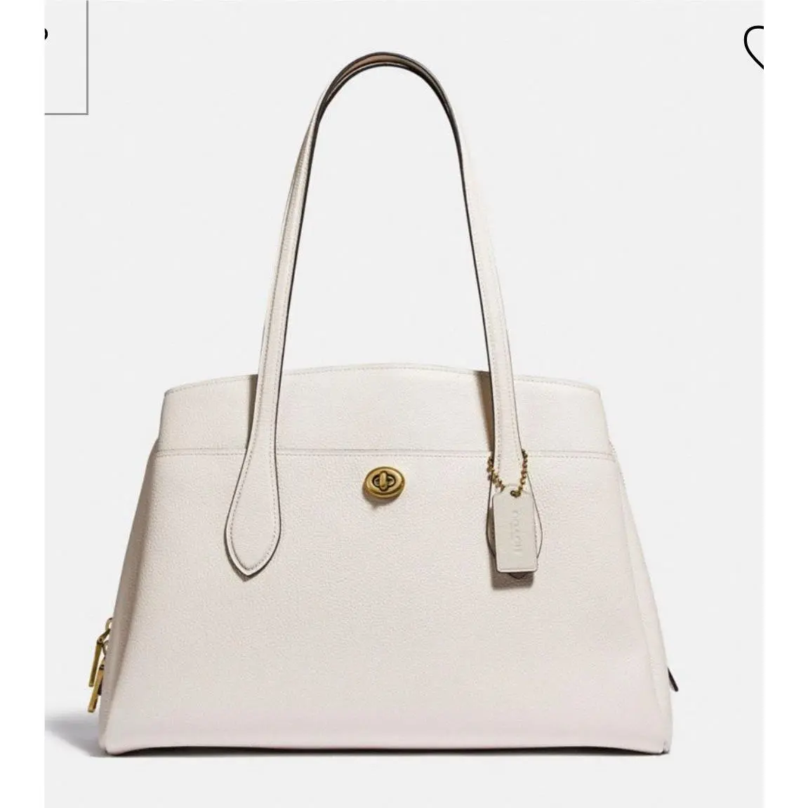 Nwt/coach Pebble Leather Lora Carryall/tote/shoulder Bag Chalk by Coach