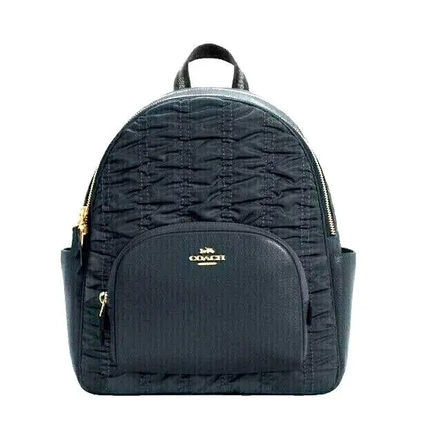 C4094 Court Backpack with Ruching Nylon and Pebble Leather Midnight by Coach