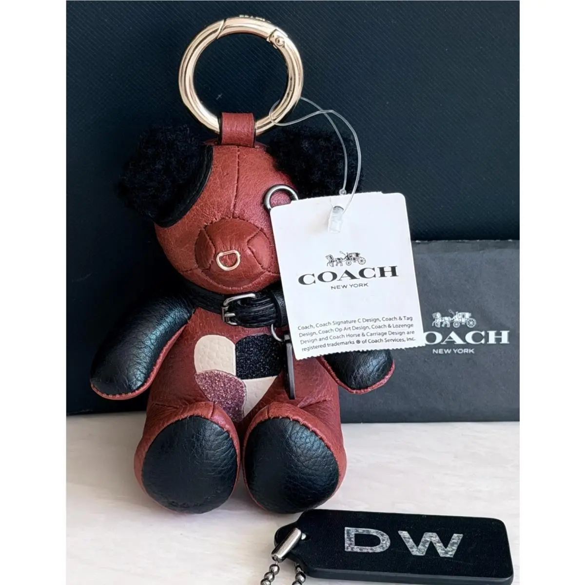 Graphic Heart Leather/shearling Bear Bag Charm Keyring 26578 by Coach