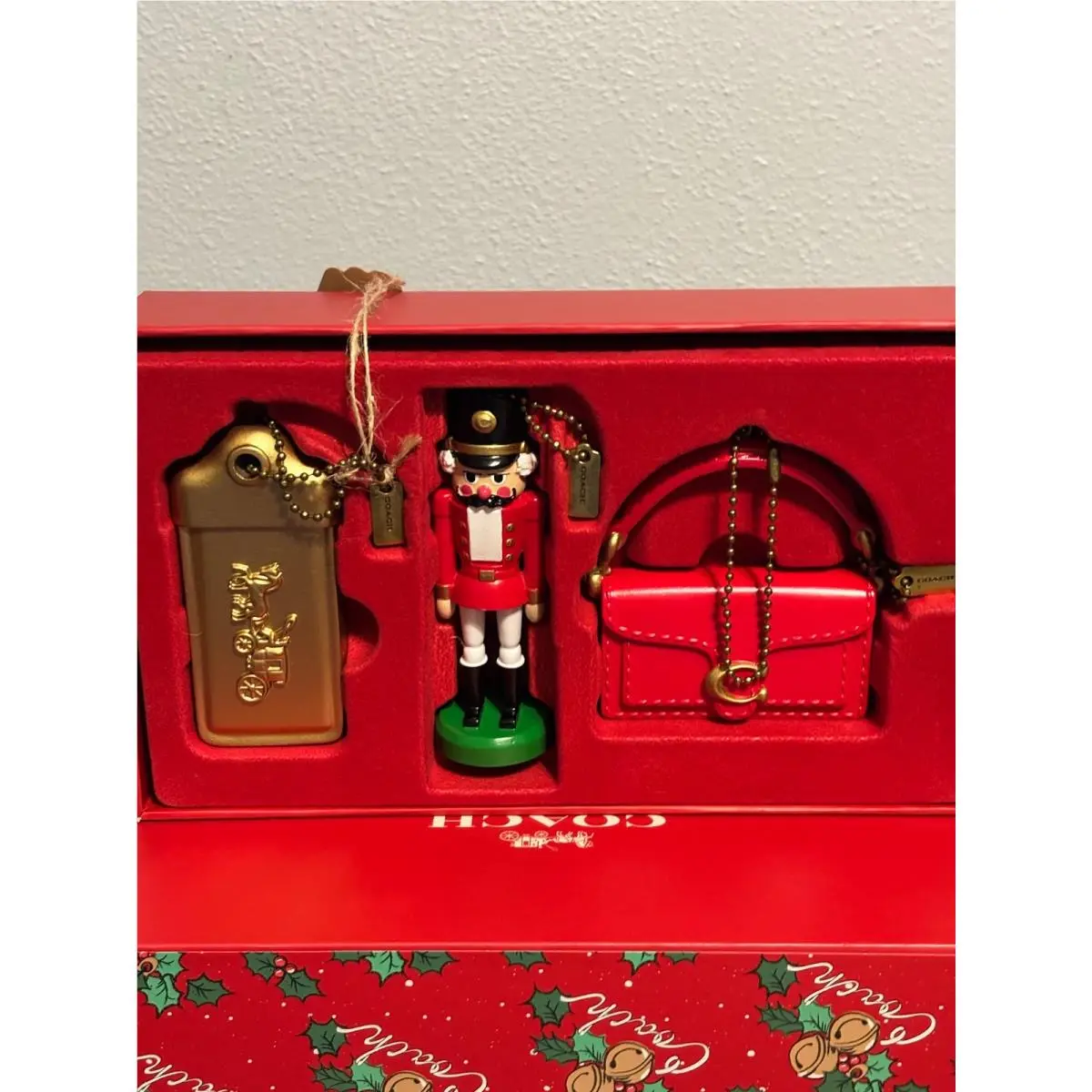 Holiday Charm Gift Set Nutcracker Bag Charm Ornament Box by Coach