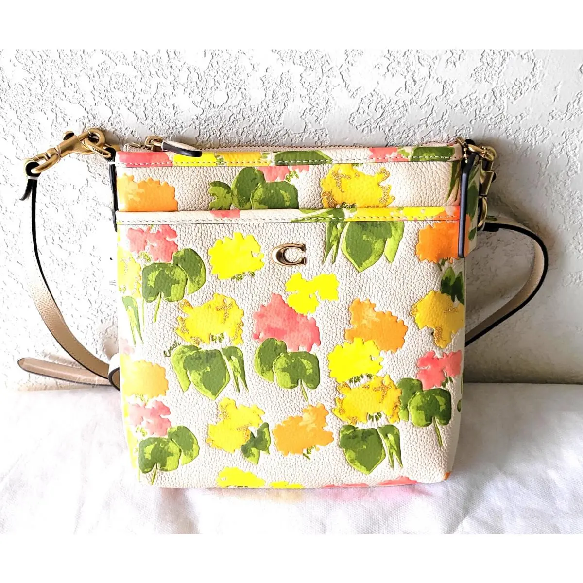 Kitt Floral Printed Crossbody. New. Leather. Trendy Bright Hues by Coach