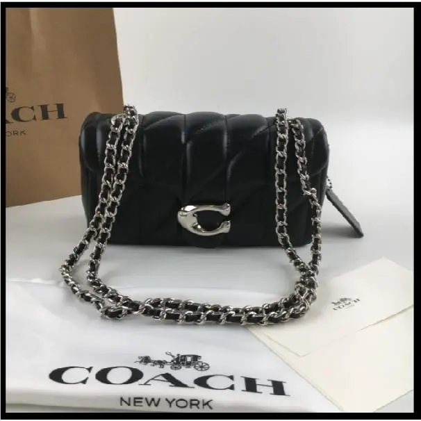 CP149 Tabby Shoulder Bag 20 Quilting Nappa Leather Black Silver Outlet by Coach