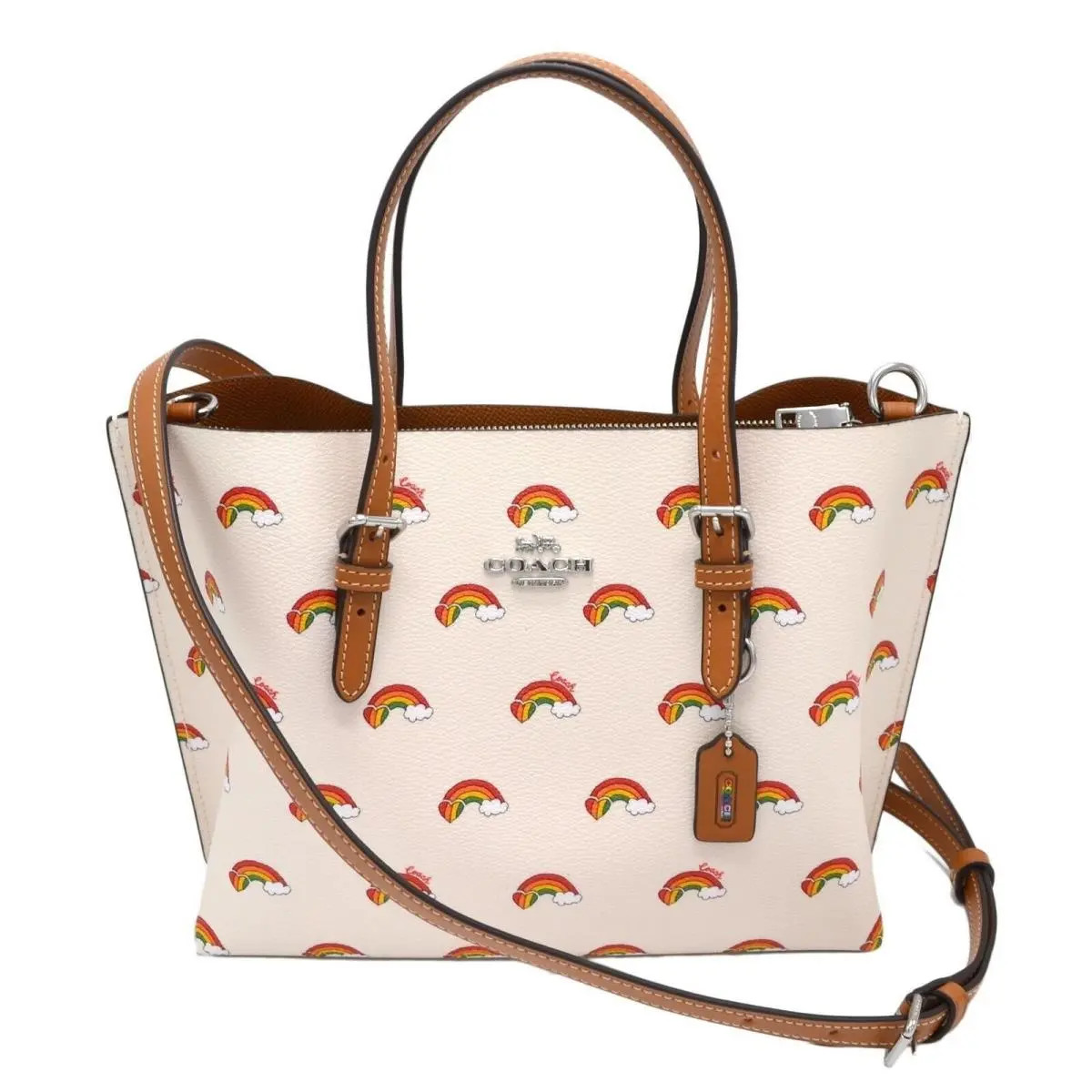 Mollie 25 Rainbow Pride Pebbled Leather Tote Crossbody Designer Bag by Coach