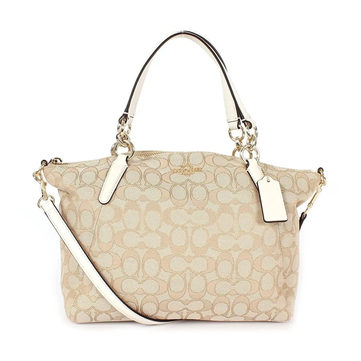 Outline Signature Small Kelsey Satchel Shoulder Bag Khaki/chalkvb F58283 by Coach