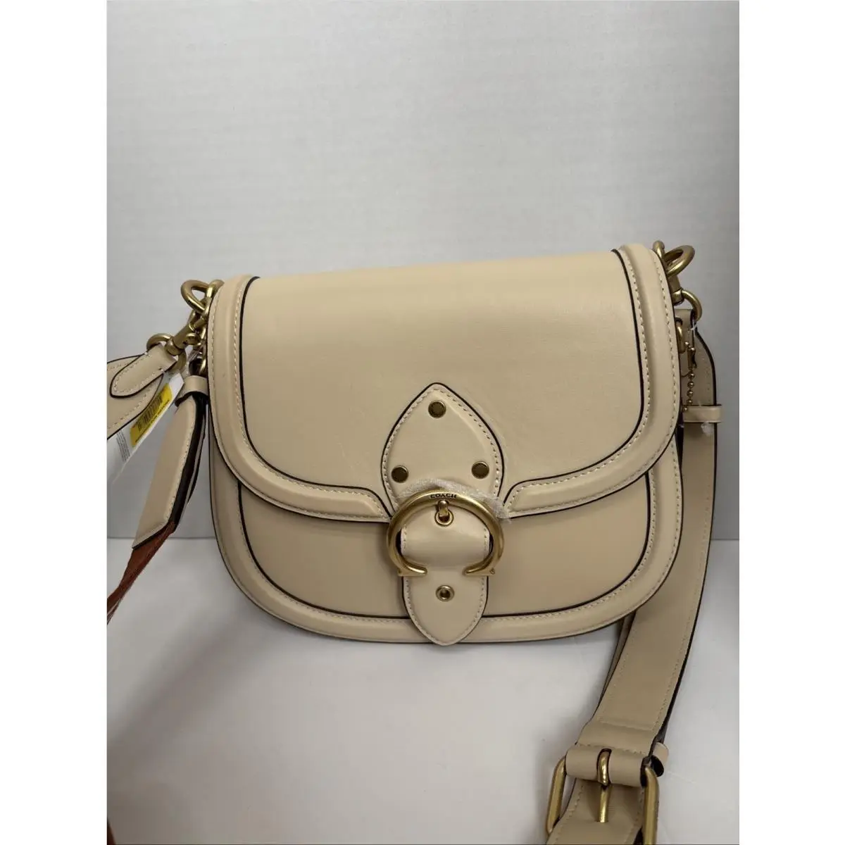 Beat Saddle Leather Brass/ivory Crossbody Gold Hardware Bag by Coach