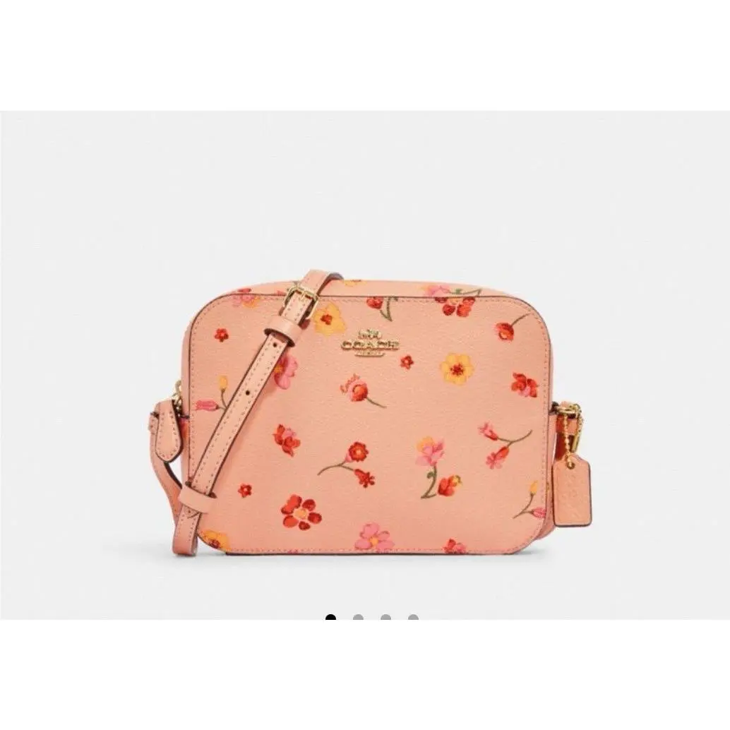 Mini Camera Crossbody Bag Mystical Floral Print Faded Blush Pink by Coach