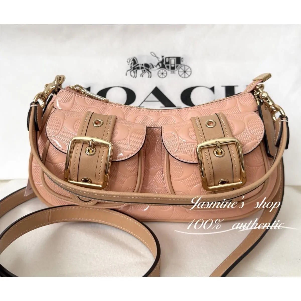 Ashton Shoulder Bag In Signature Leather CER19 in Gold/faded Blush by Coach