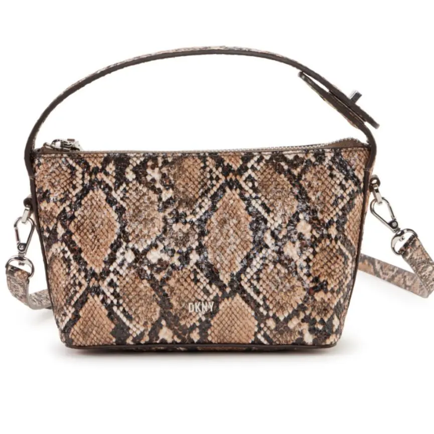 Dkny Tania Textured Faux-leather Snake Print Crossbody Bag Brown Multi Silver by DKNY