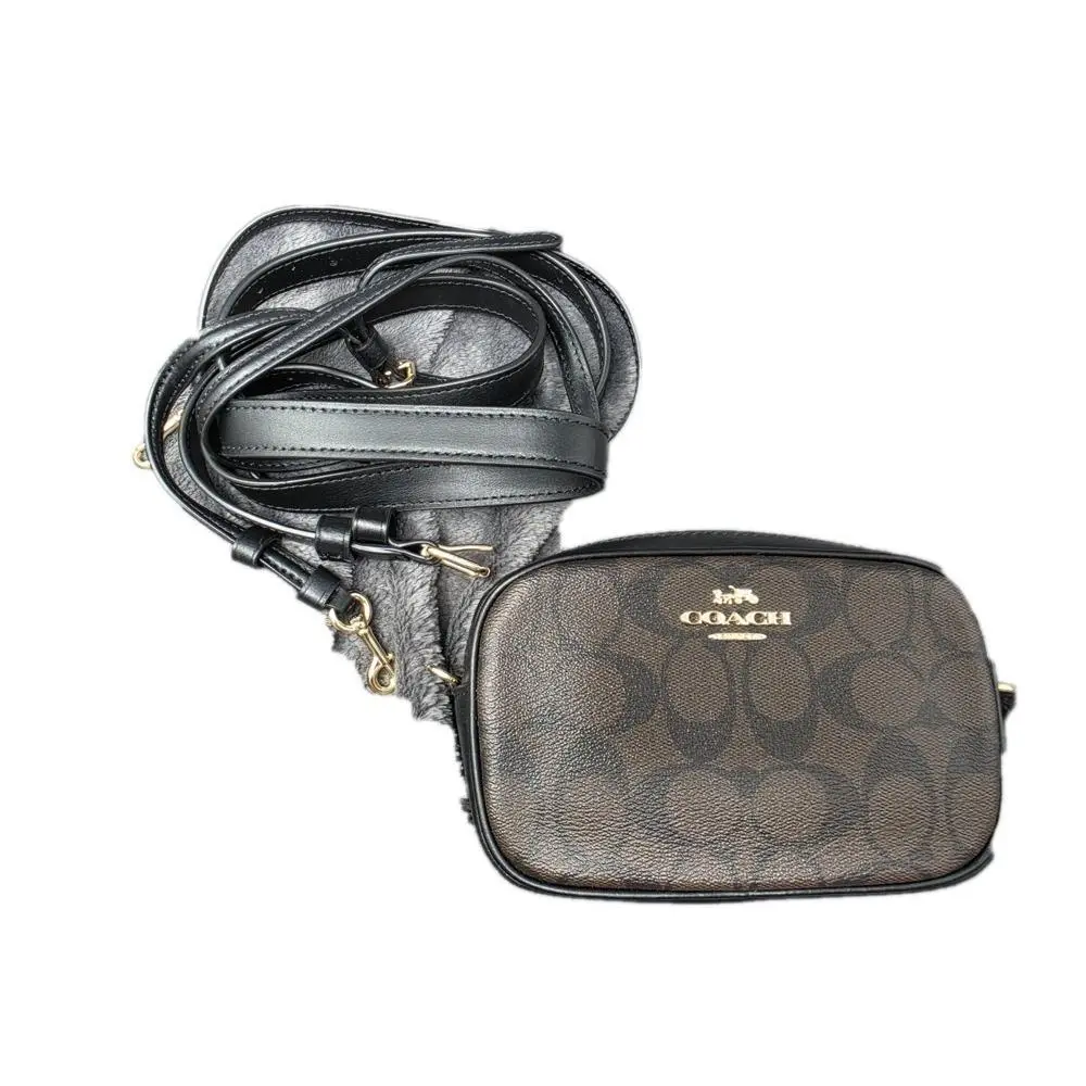 F73951 Signature Crossbody Camera Bag Brown Black by Coach