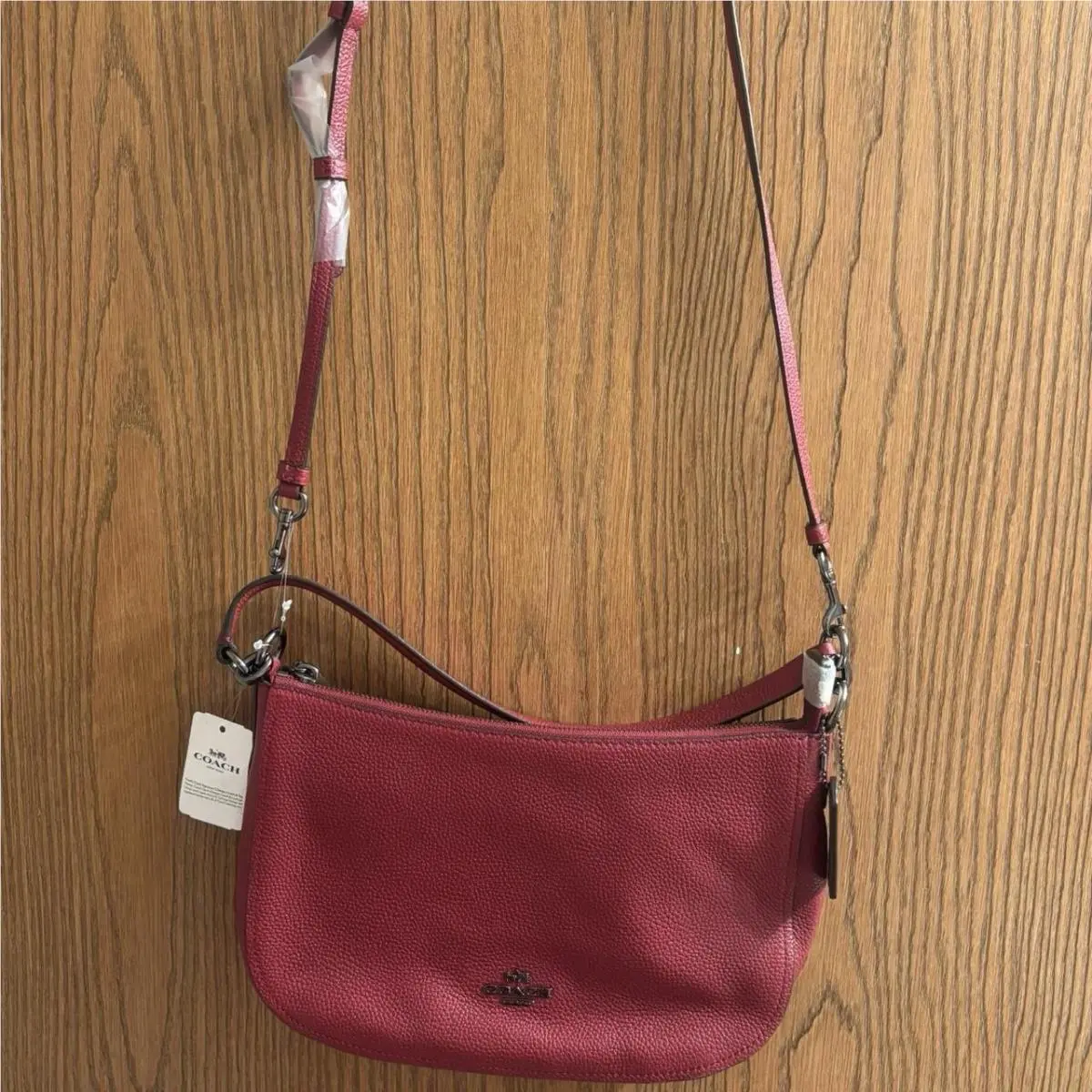 Chelsea Red Leather Zipper Crossbody Shoulder Bag by Coach