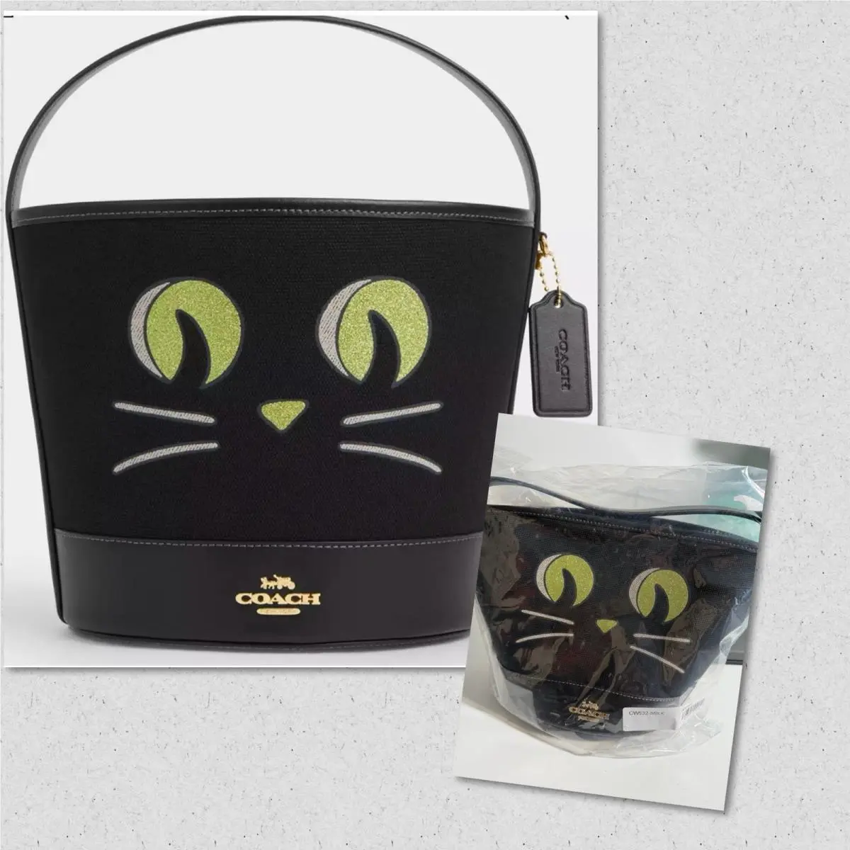 Logo Black Cat Halloween Bucket Trick or Treat Bag by Coach