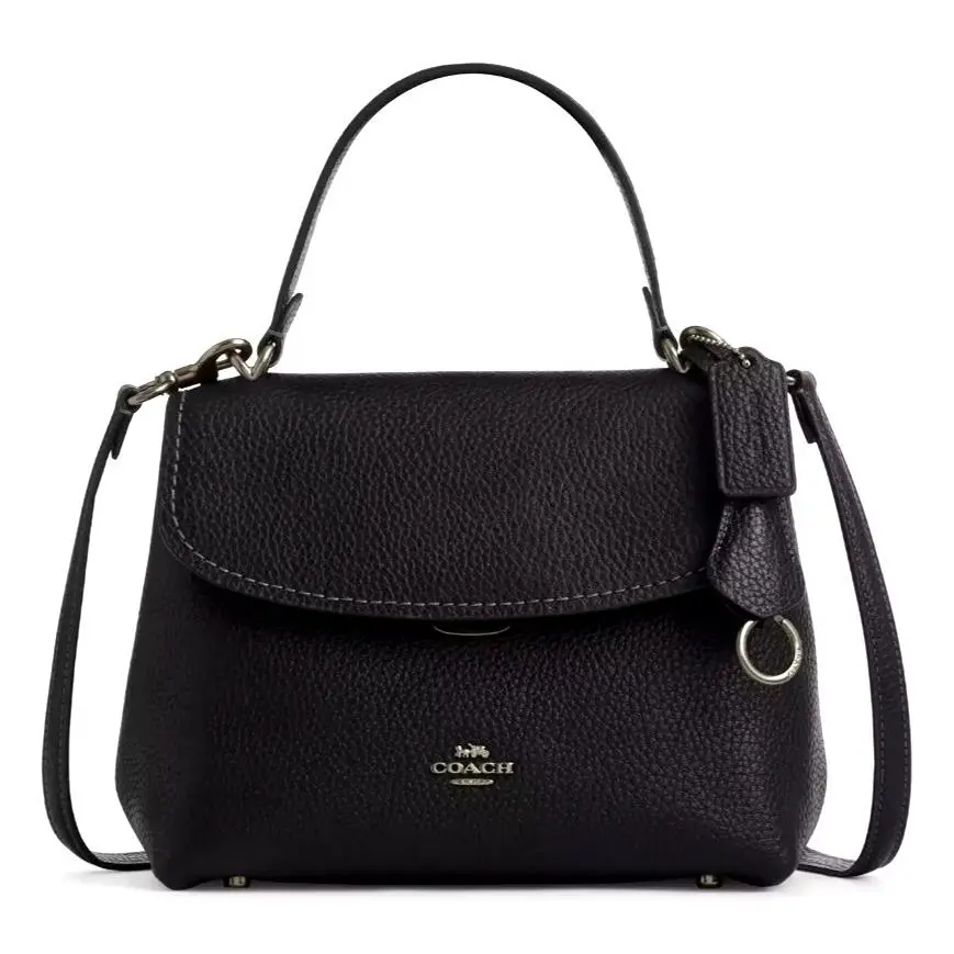 Emory Top Handle Handbag Crossbody CCE53 In Black Pebbled Leather Gunmetal by Coach