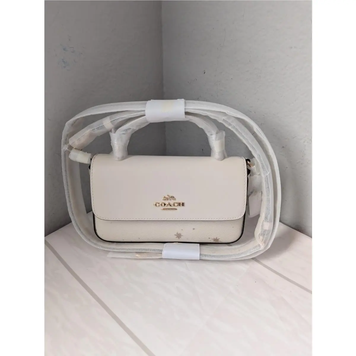 CCK82 Mini Josie Top Handle Bag with Star Print In Chalk Multi by Coach