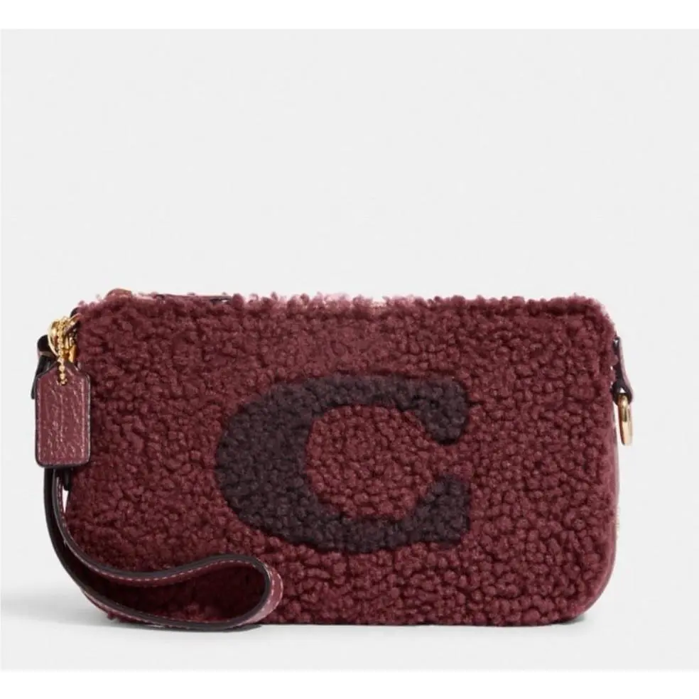 Nolita 19 Shearling and Leather with  Motif Black Cherry CE691 by Coach