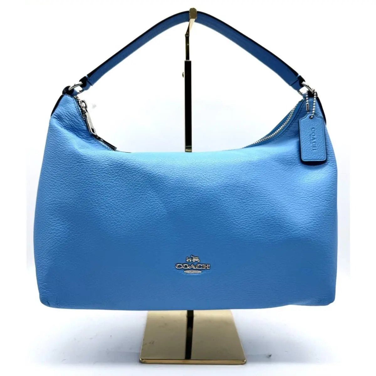 Celeste Cornflower Blue Pebbled Leather Shoulder Bag Crossbody Strap by Coach