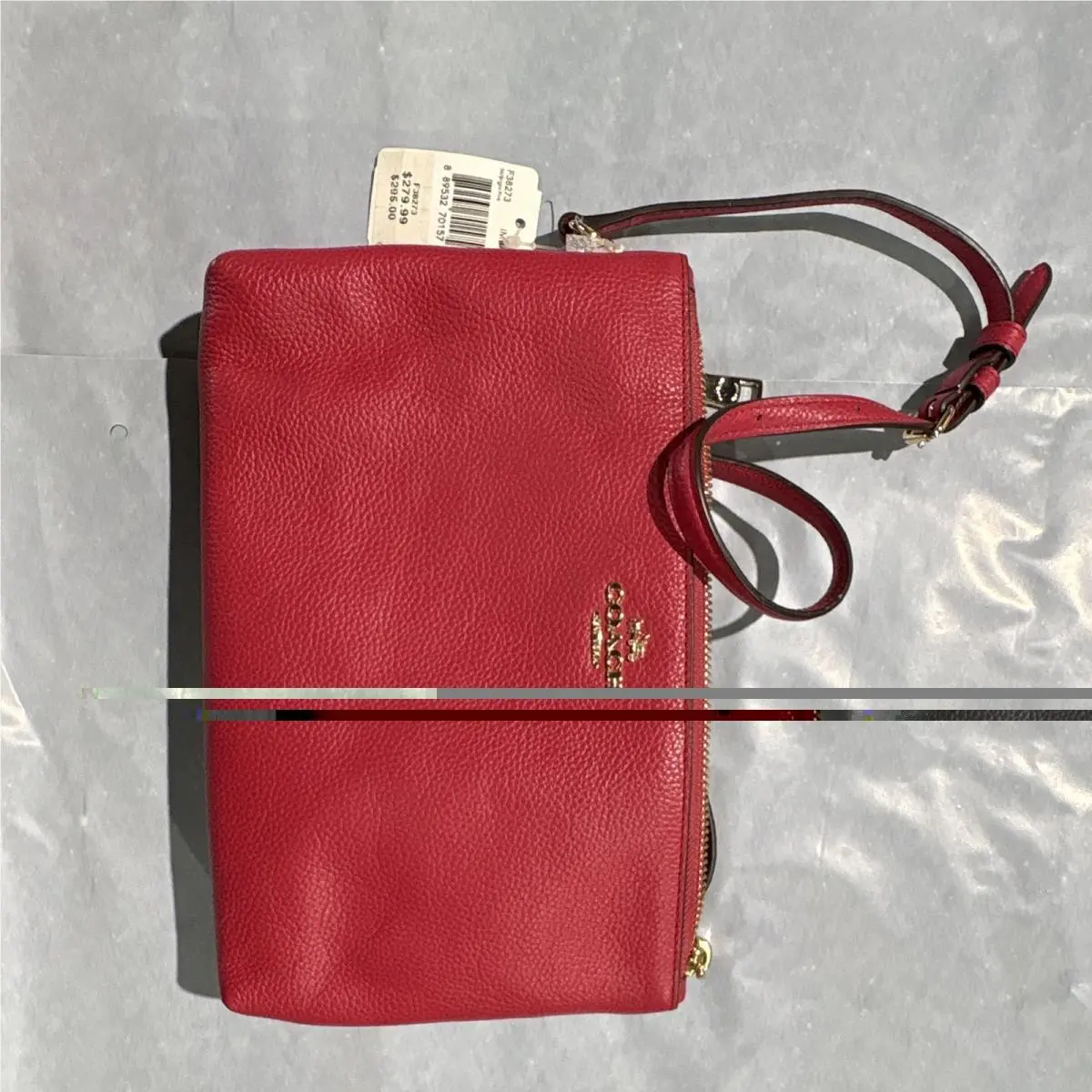 Pink Pebbled Crossbody Bag Zip Closure Detachable Strap Gold Hardware by Coach