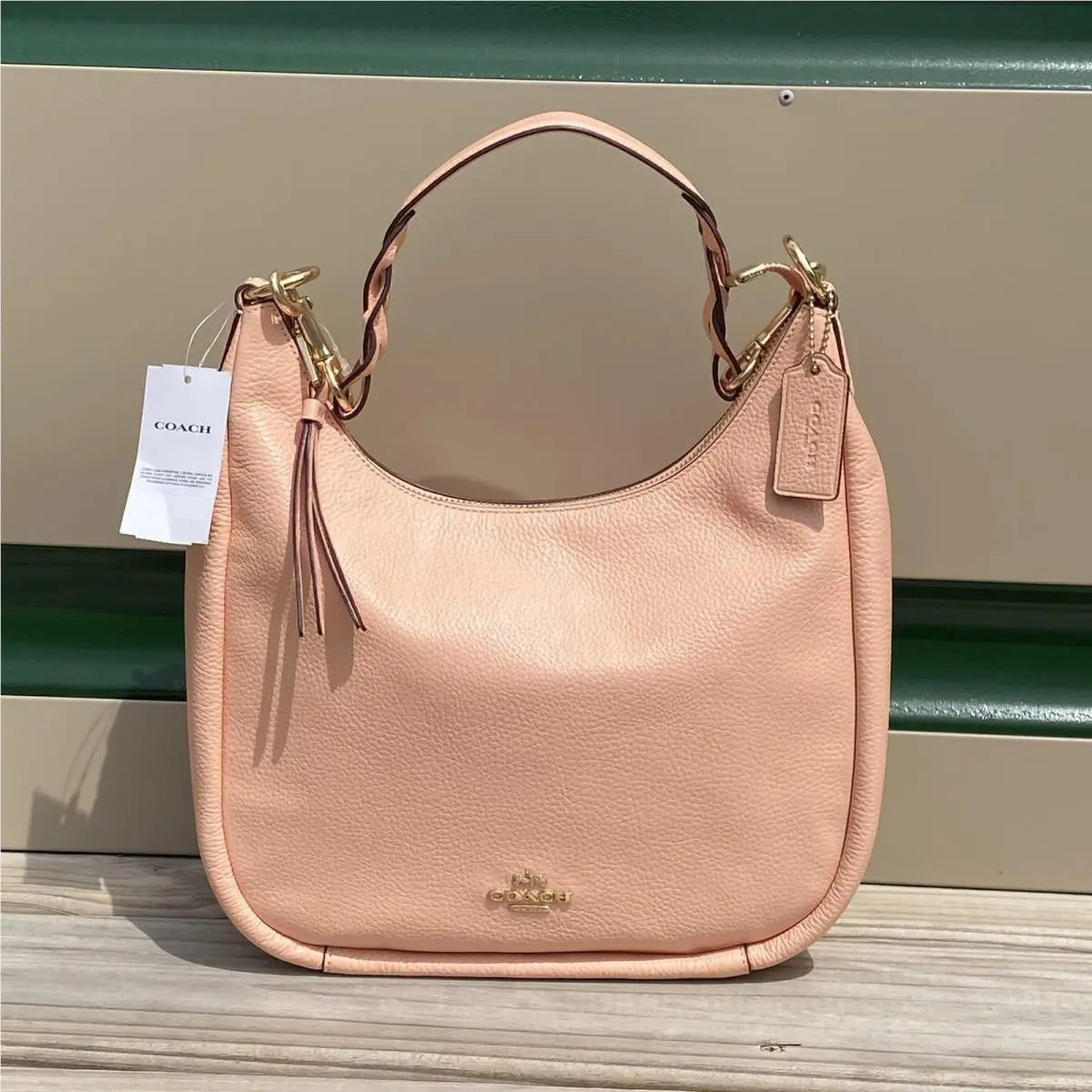 Leather Jules Hobo Faded Blush Shoulder Bag with Crossbody Strap by Coach