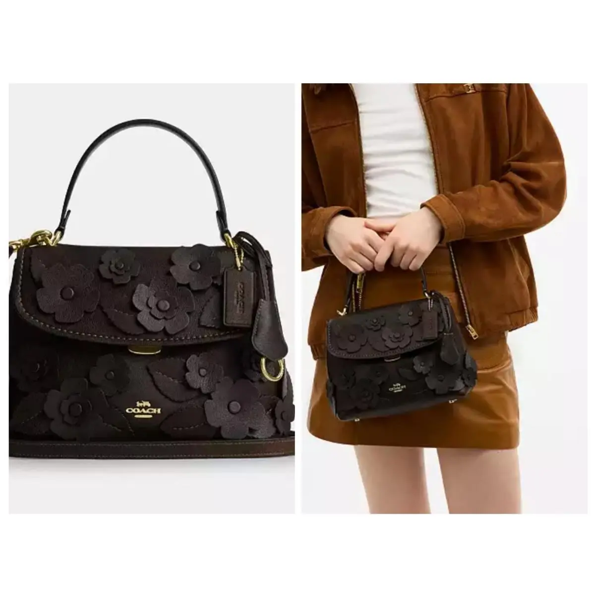 Emory Floral Appliques Top Handle Satchel by Coach