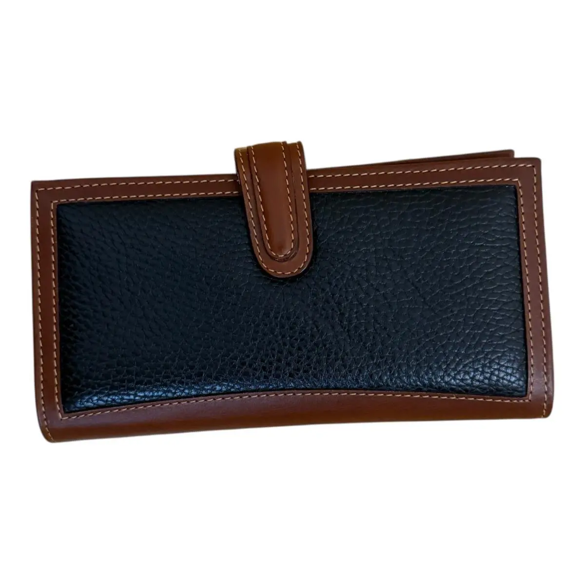 Vintage 4301 Sheridan Checkbook Wallet Black Brown Leather Kiss Lock by Coach