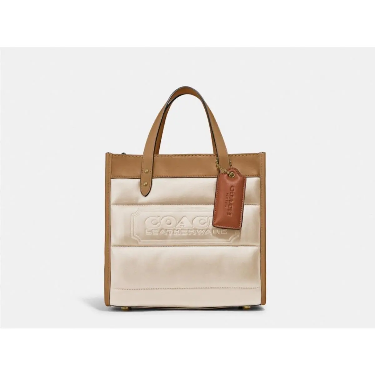 Retail Coach Field Tote 22 Quilted Colorblock Leather Multi B4/Ivory