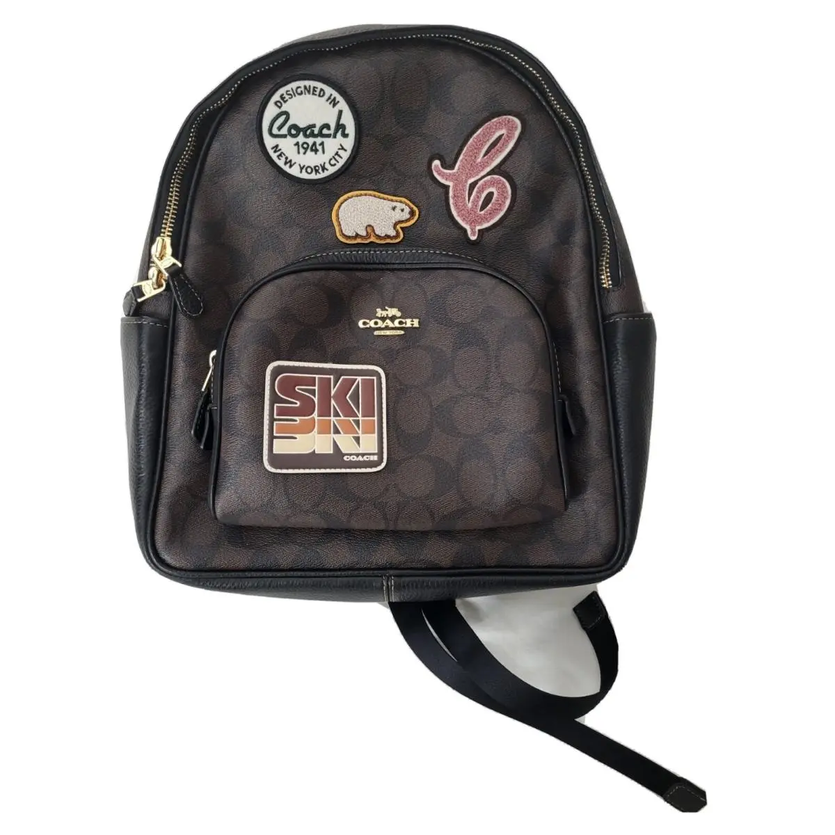 Court Backpack In Signature Canvas with Ski Patches by Coach