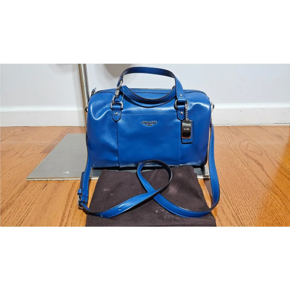 Avery Smooth Leather Blue Satchel Crossbody Bag by Coach