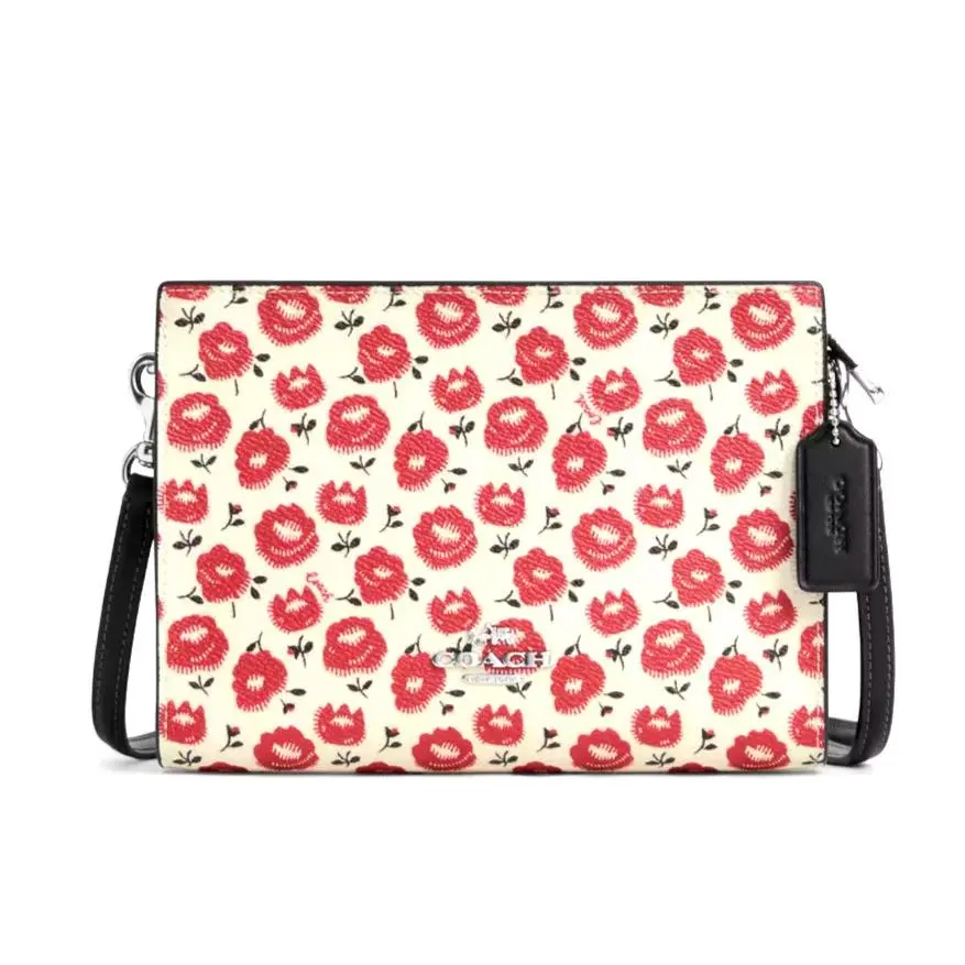 CBM35 Slim Crossbody Bag with Floral Print Chalk / Red Multi by Coach