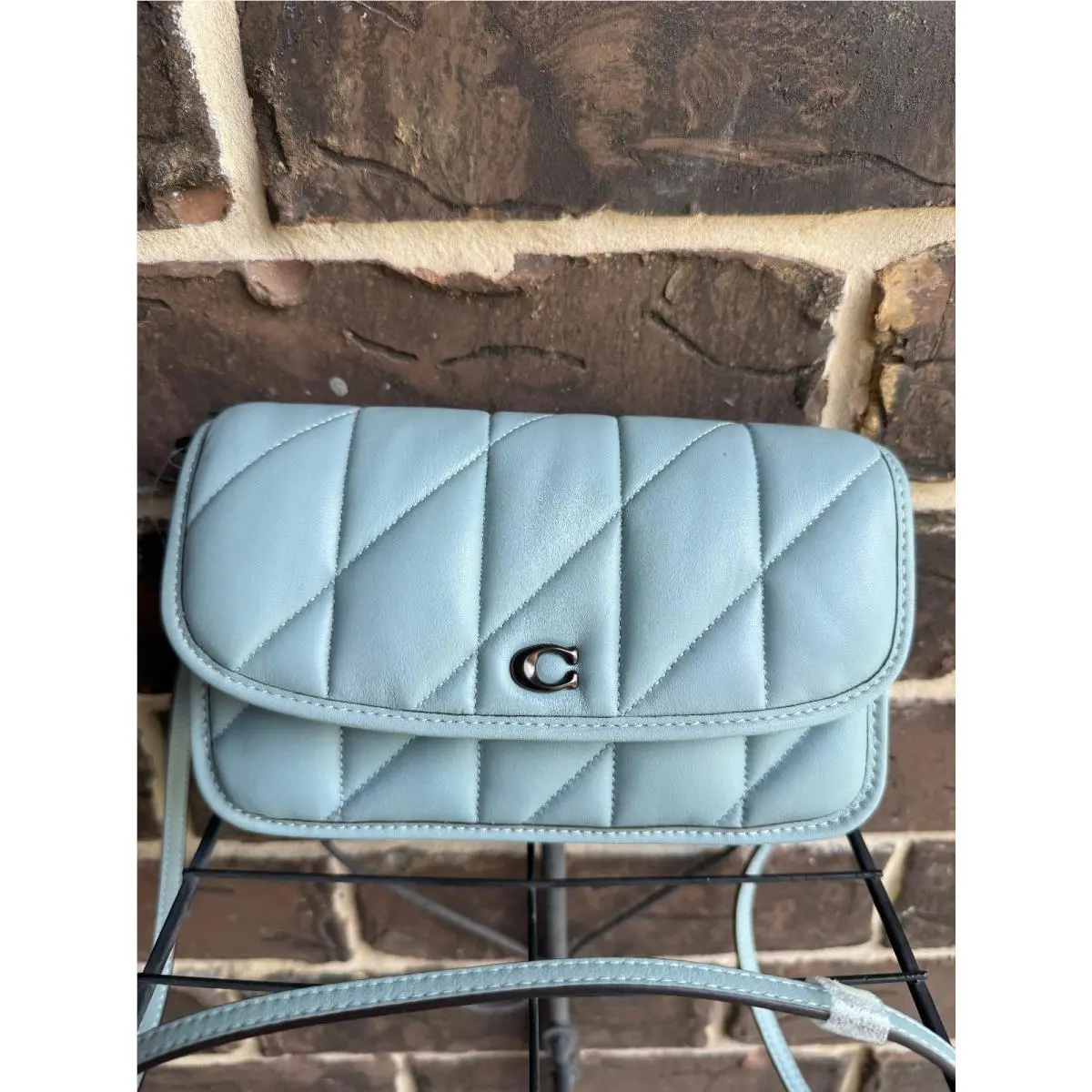Hayden Aqua Blue Quilted Pillow Leather Crossbody C8571 by Coach