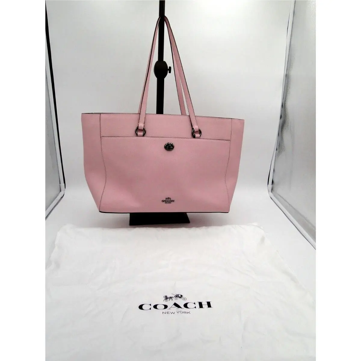 Cross Grain Leather Large Folio Tote Travel Luggage Business Bag Pink by Coach