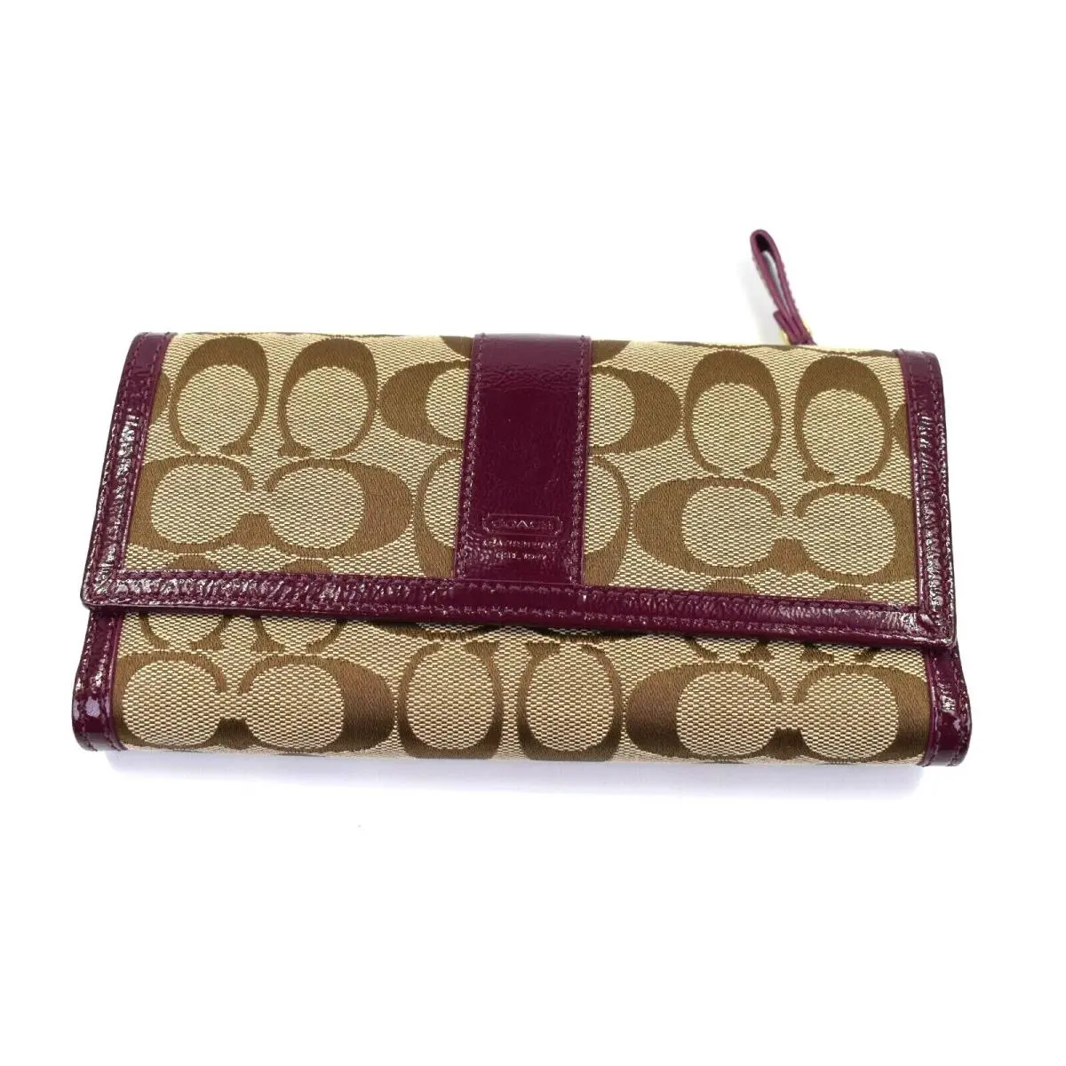 Signature Collection Wallet Brown Purple Woven Jacquard Leather by Coach