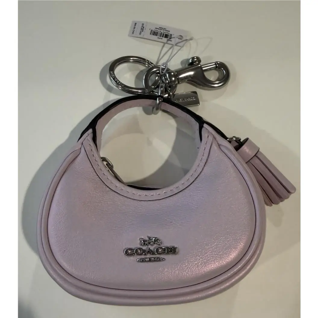 Mini Carmen Bag Charm In Pearlized Leather/silver/pink CBL92 by Coach