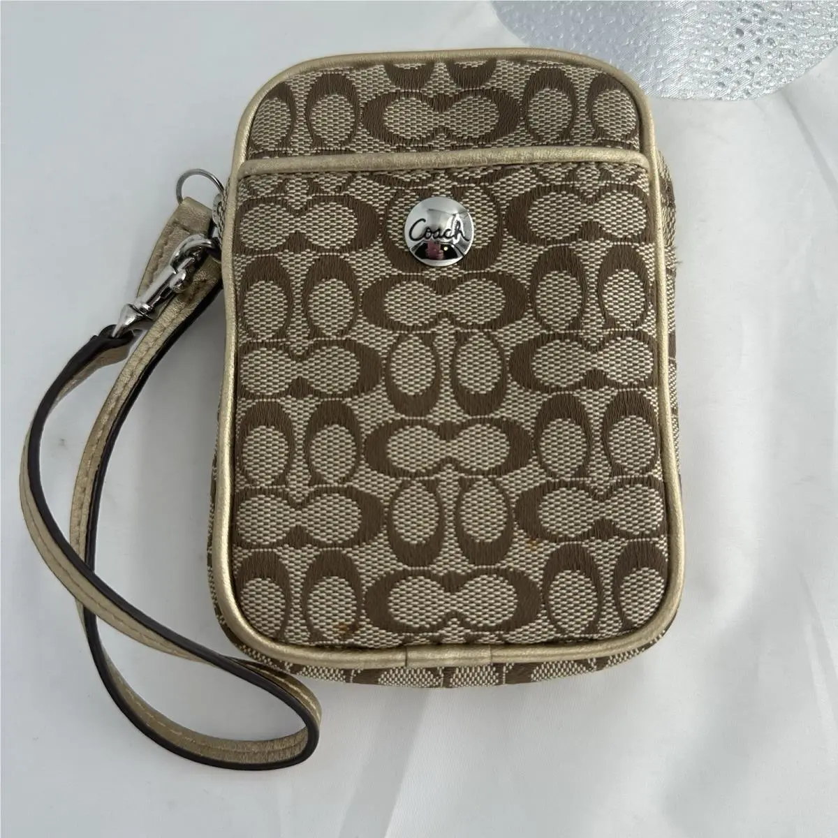 Signature Y2K Monogram Camera Wristlet by Coach