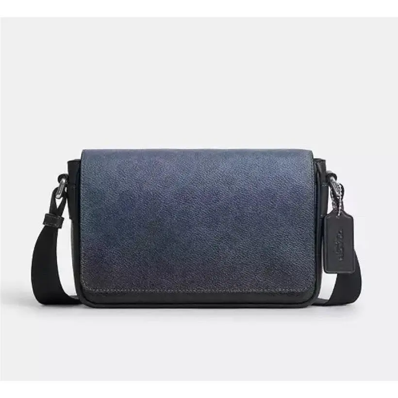 Jack Flap Unisex Crossbody Bag Ombre Blue Signature Canvas by Coach