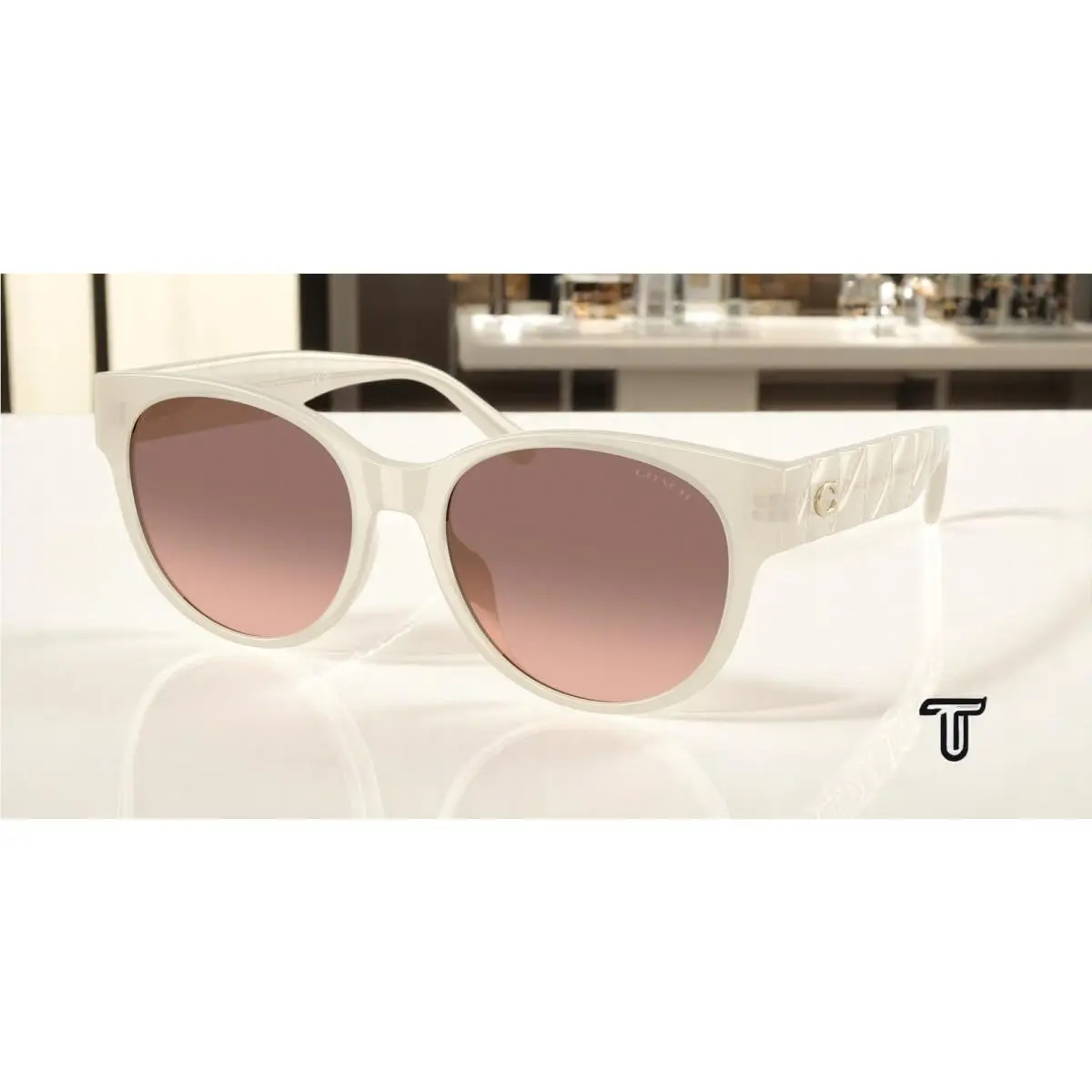 HC8430D 588513 Cae87 Milky White Brown Pink Grad 56 mm Women`s Sunglasses by Coach