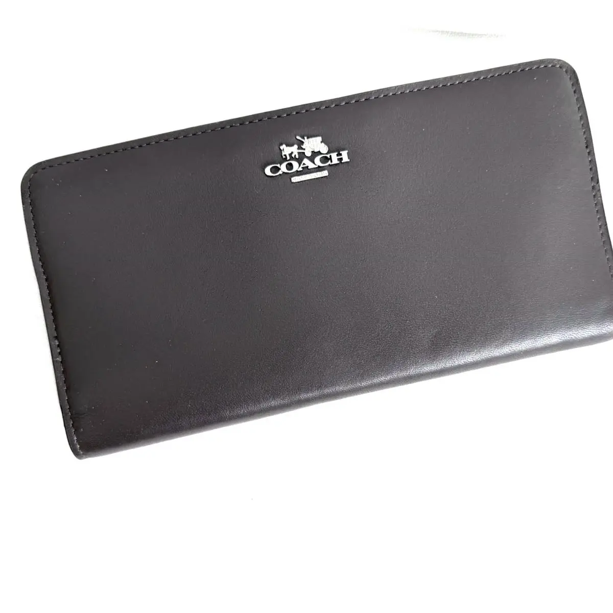 Smooth Leather Long Wallet 16 Credit Card Slots Mink Gray 51936 by Coach