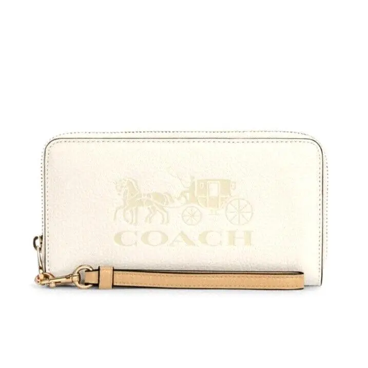 C3548 Long Zip Around Pebble Leather Wallet Chalk / Vanilla Cream by Coach