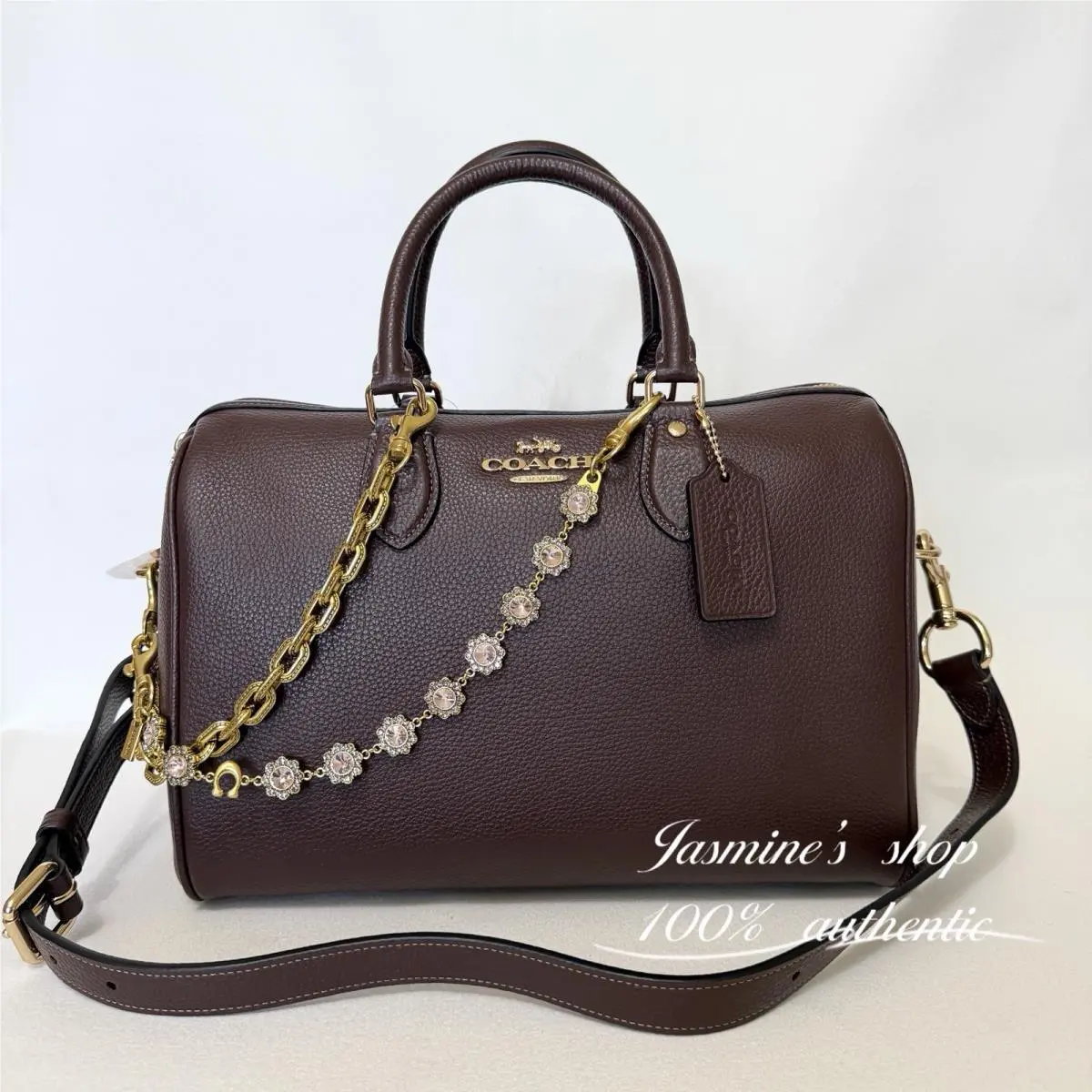 Rowan Large Satchel Bag Shoulder Bag in Leather/gold/maple CES11 by Coach