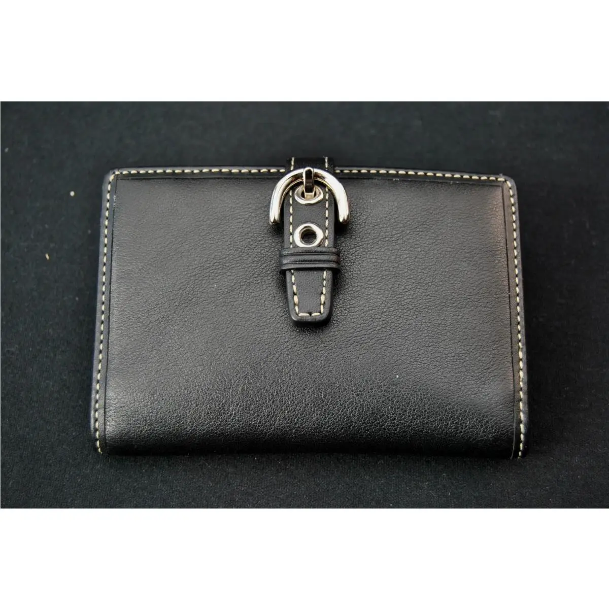 Vtg  Mini Agenda Black Leather Paper Notepad Pen 10725K by Coach